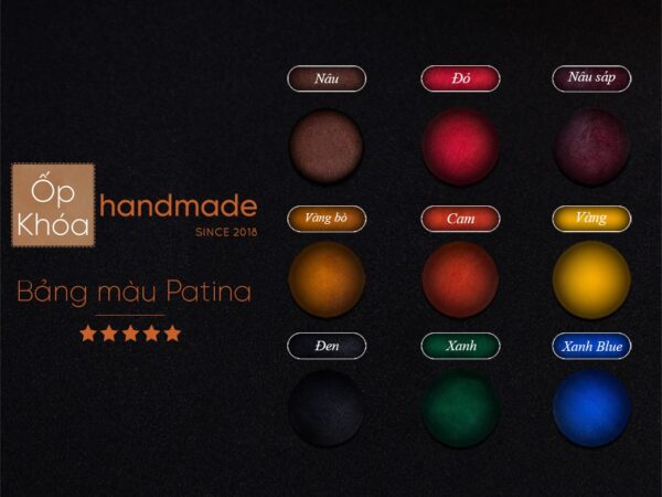Bảng màu Patina da Vegtan tại Ốp khóa Handmade