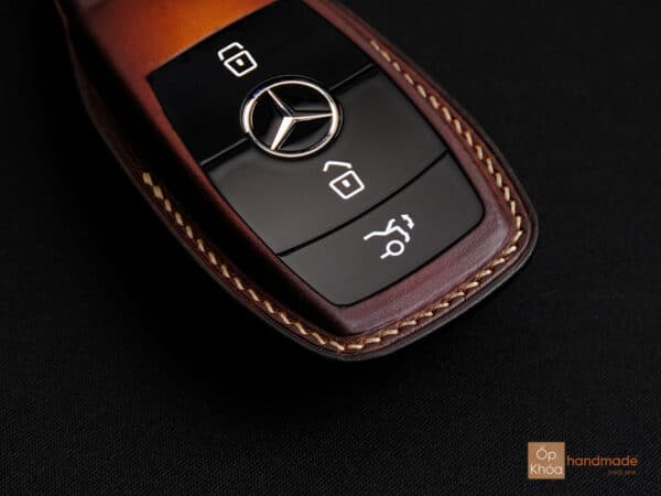 Bao da chìa khóa Mercedes GLC hở nút màu Patina