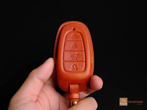 Mẫu bao da chìa khóa Hyundai Tucson kín nút làm bằng da Vegtan