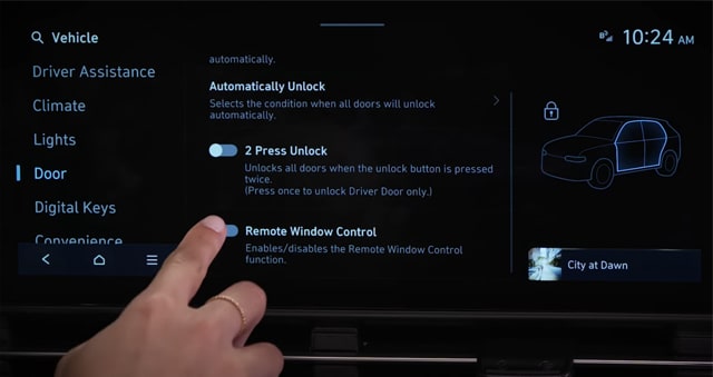 Bật tùy chọn Remote Window Control để kích hoạt chức năng điều khiển kính bằng chìa khóa Hyundai Bật tùy chọn Remote Window Control để kích hoạt chức năng điều khiển kính bằng chìa khóa Hyundai
