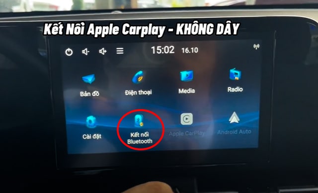 Chọn mục kết nối Bluetooth trên màn hình trung tâm của xe Hyundai Accent để ghép nối điện thoại Chọn mục kết nối Bluetooth trên màn hình trung tâm của xe Hyundai Accent để ghép nối điện thoại