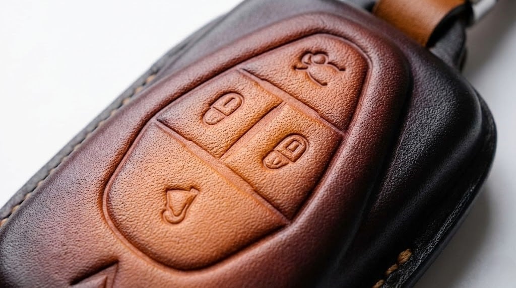 Cận cảnh bao da VF9 ôm sát nút bấm nhờ kỹ thuật vuốt form Wet Molding