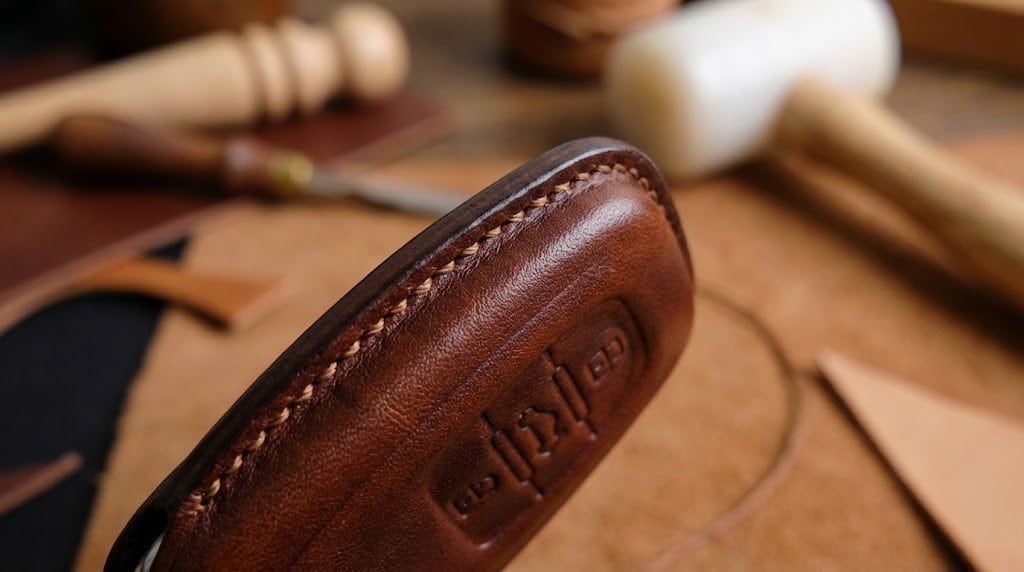 Cận cảnh đường chỉ khâu tay và độ ôm khít của bao da chìa khóa Audi