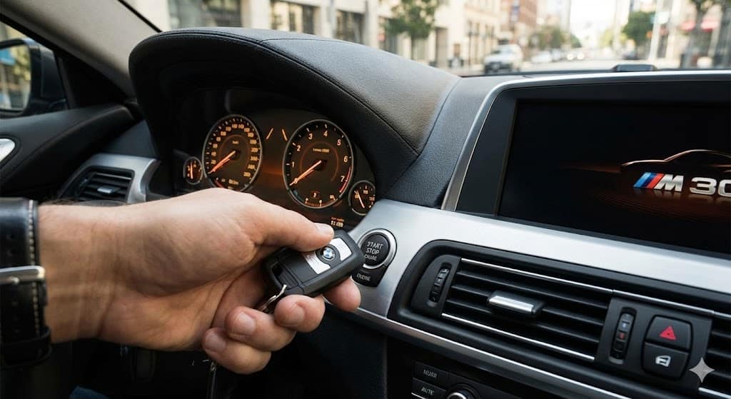 Ấn đầu chìa khóa vào nút Start Stop để nổ máy khẩn cấp