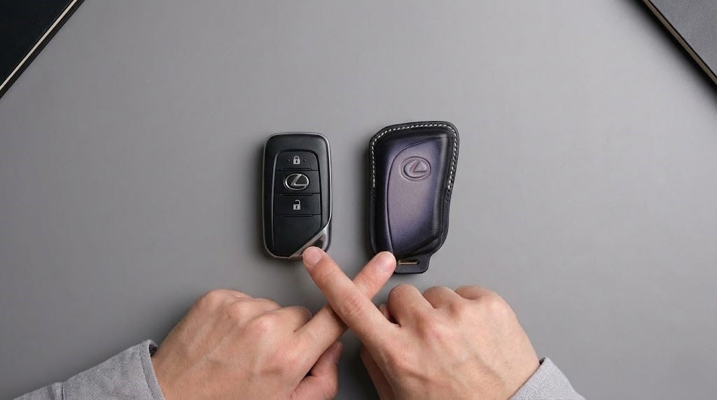 Đối chiếu form chìa khóa ô tô trước khi chọn bao da bảo vệ tránh trầy xước