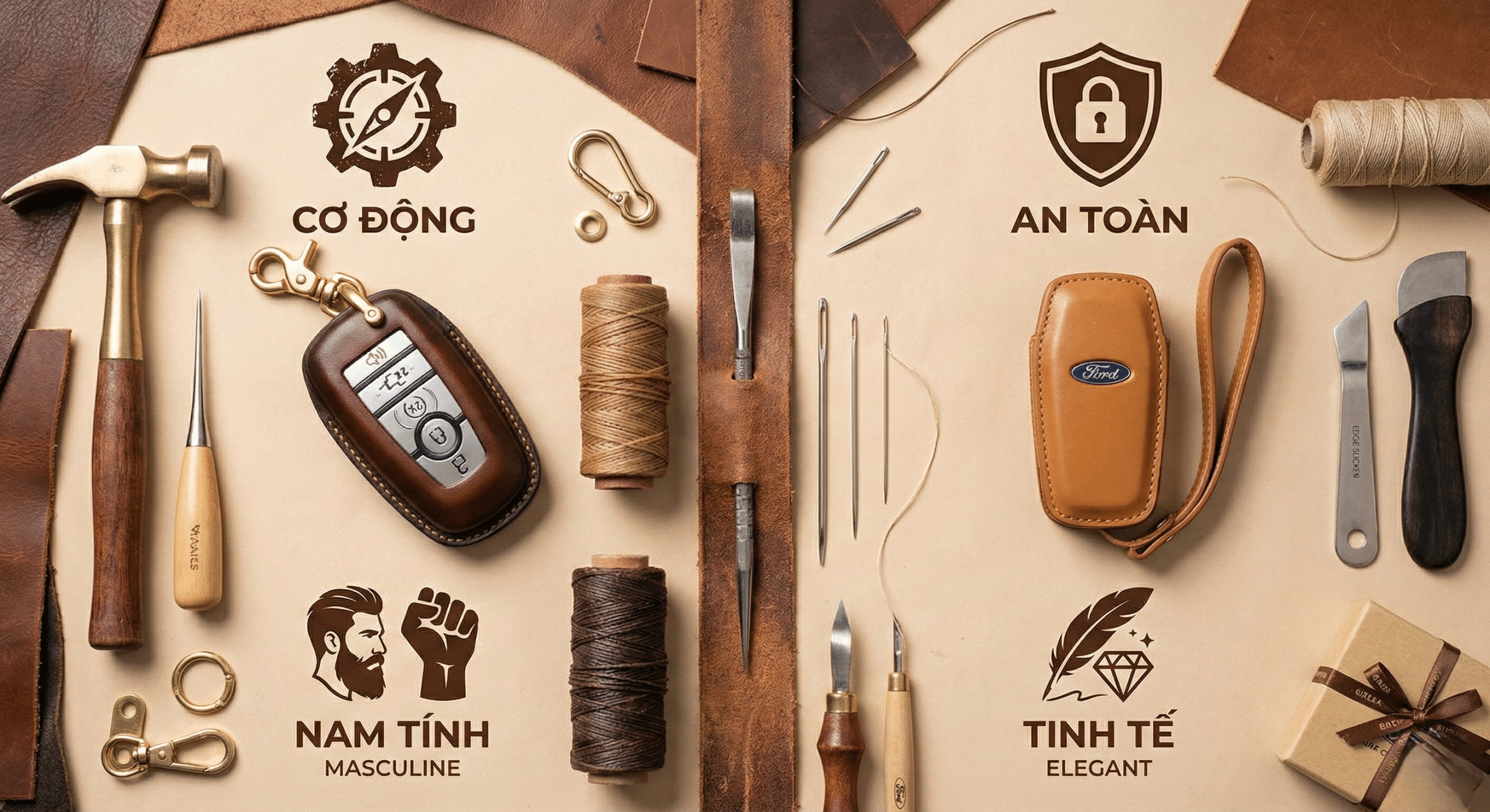 Infographic so sánh ưu điểm ốp khóa Ford móc xoay và dây đeo