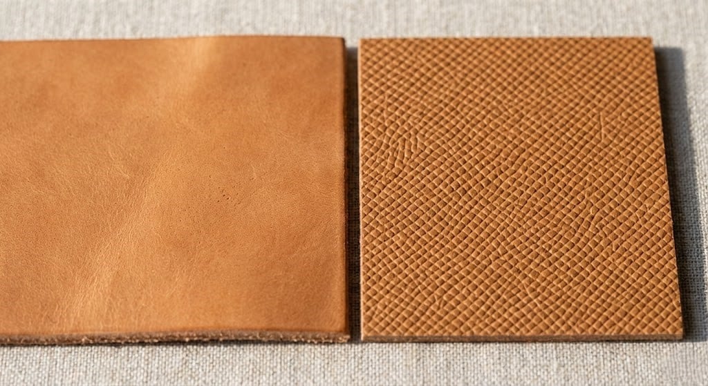 So sánh chất liệu da Veg-tan và da Epsom làm bao da chìa khóa
