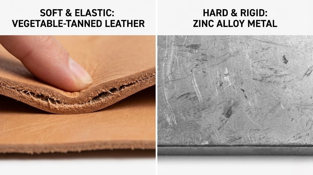 Cấu trúc sợi da giúp bao da chìa khóa vf8 giảm chấn tốt hơn kim loại