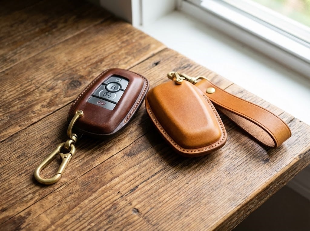 So sánh bao da chìa khóa Ford móc xoay và dây đeo