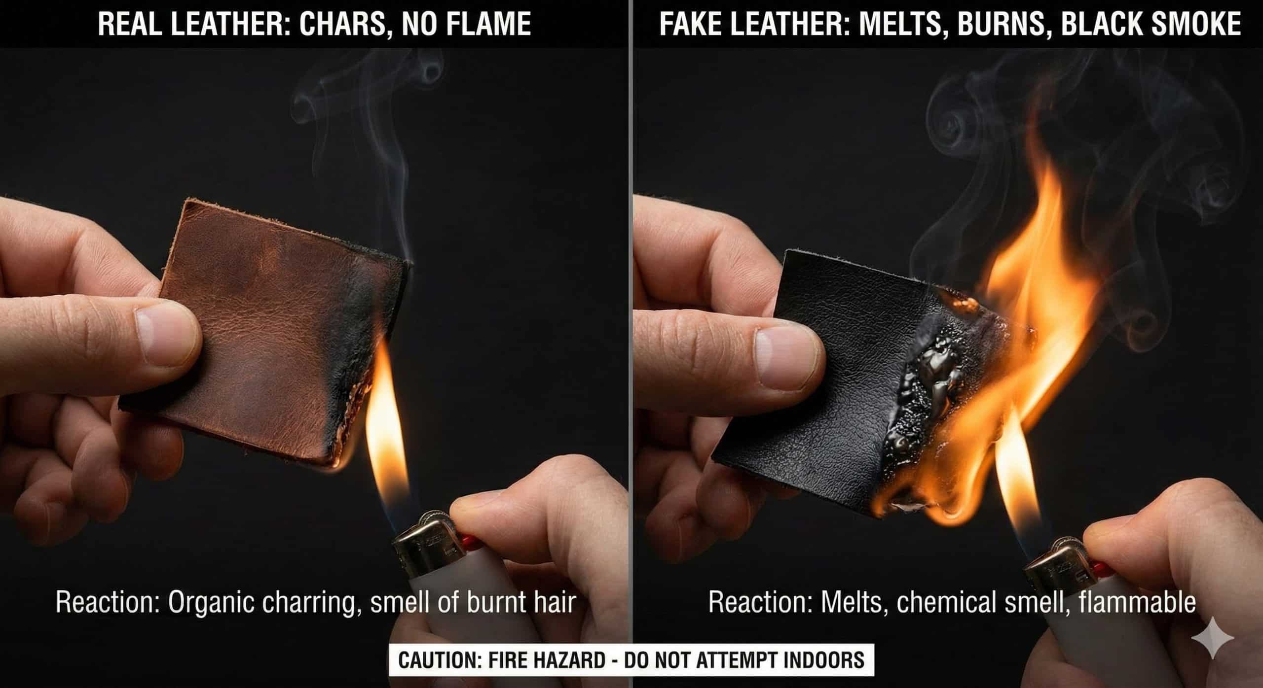 Thử lửa là cách phân biệt da thật và da công nghiệp chính xác nhất
