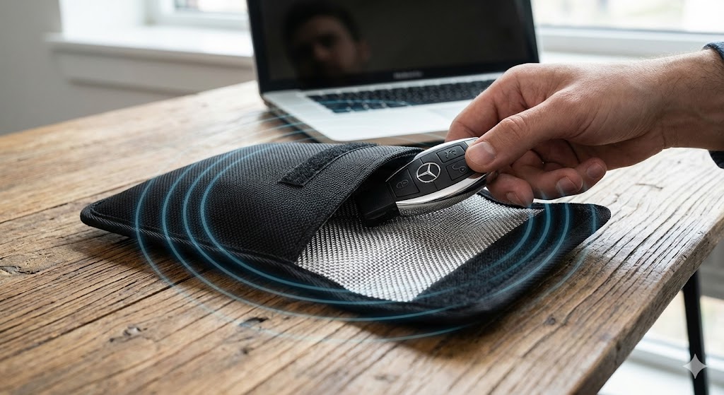 Túi chặn sóng Faraday dùng để bảo vệ chìa khóa thông minh