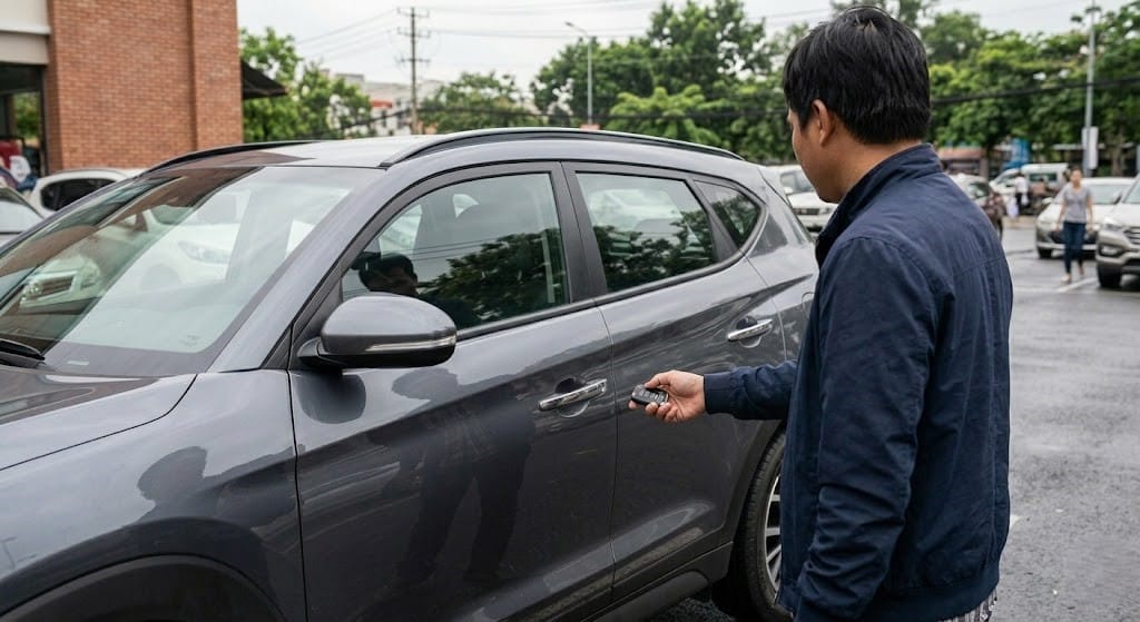 Nguoi dung gap tinh trang het pin chia khoa Hyundai khong mo duoc cua