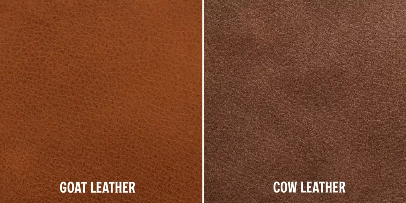 Khi đặt cạnh da bò, da chèvre thường cho cảm giác nhẹ và linh hoạt hơn