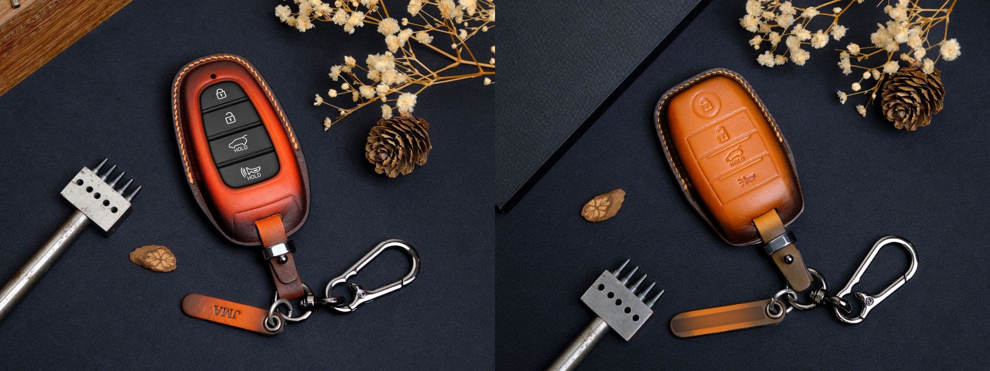 So sánh bao da chìa khóa ô tô bọc kín và hở nút để chọn kiểu phù hợp với thói quen dùng hằng ngày.
