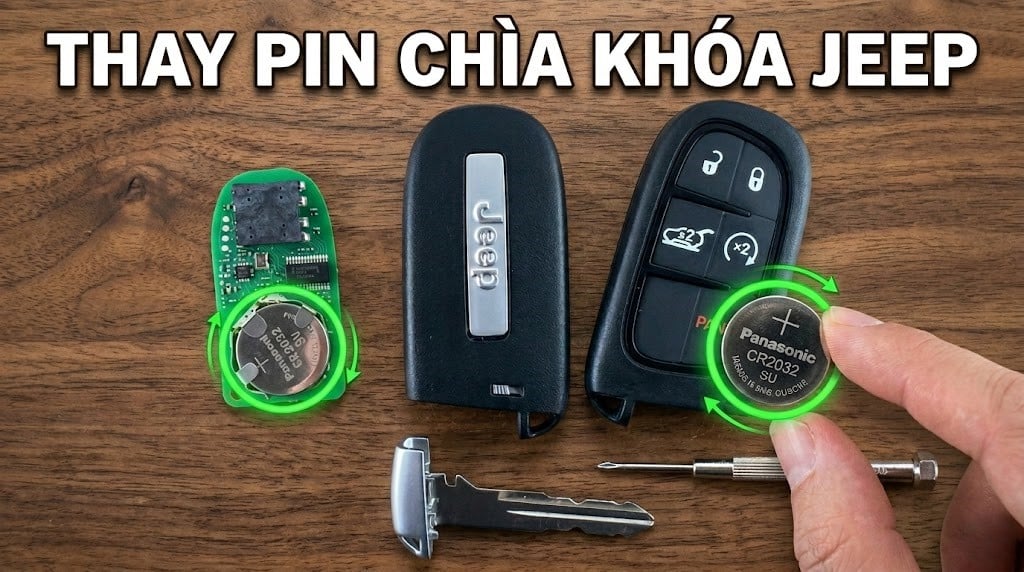thay pin chìa khóa ô tô jeep