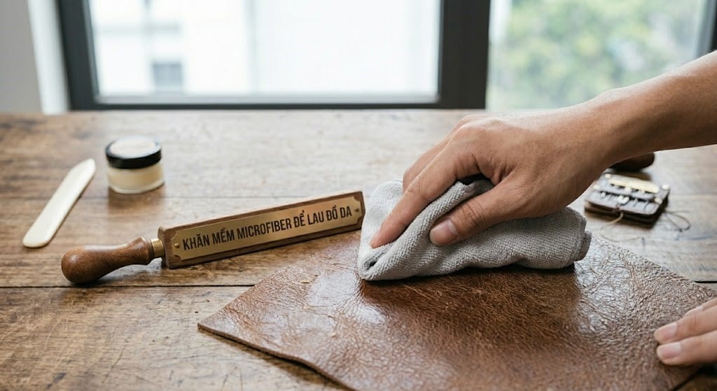 khăn mềm microfiber dùng để lau đồ da