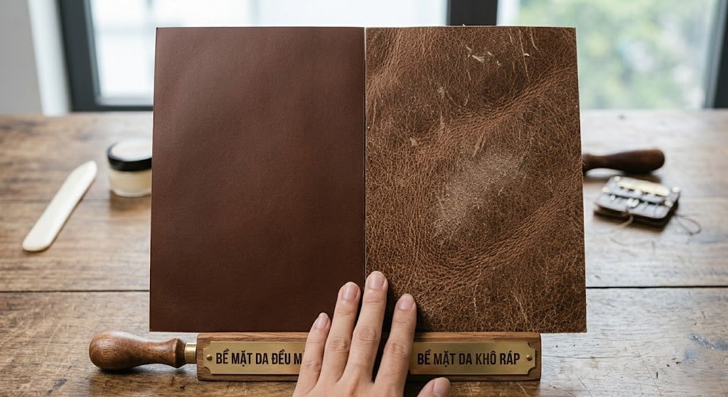 so sánh bề mặt da đều màu và bề mặt da khô ráp