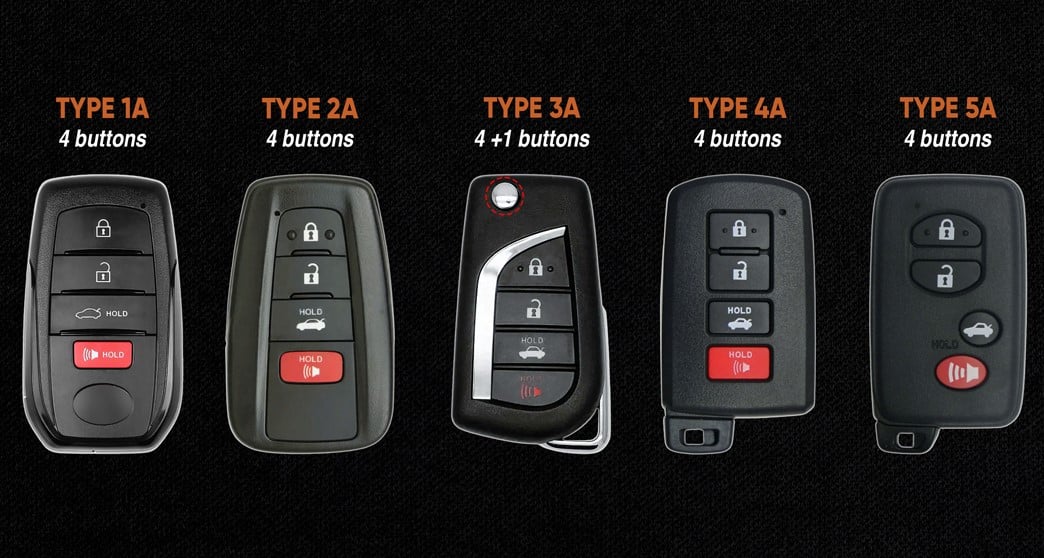 Các mẫu chìa khóa Toyota có ngoại hình gần giống nhau nhưng khác form thực tế