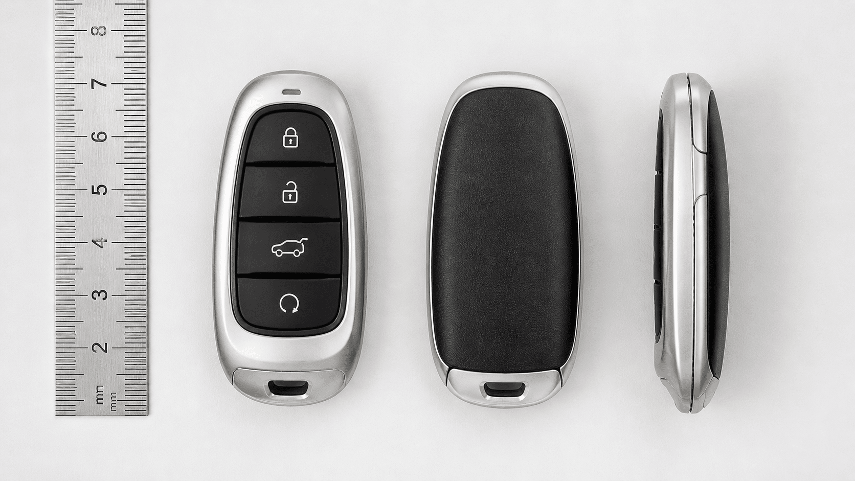 Cách chụp ảnh chìa khóa Hyundai SantaFe gồm mặt trước mặt sau và cạnh bên