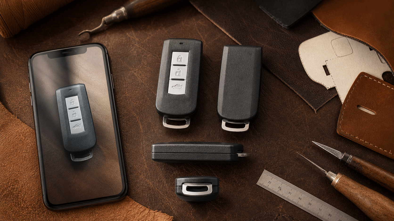 Cách chụp chìa khóa Mitsubishi để kiểm form trước khi làm bao da