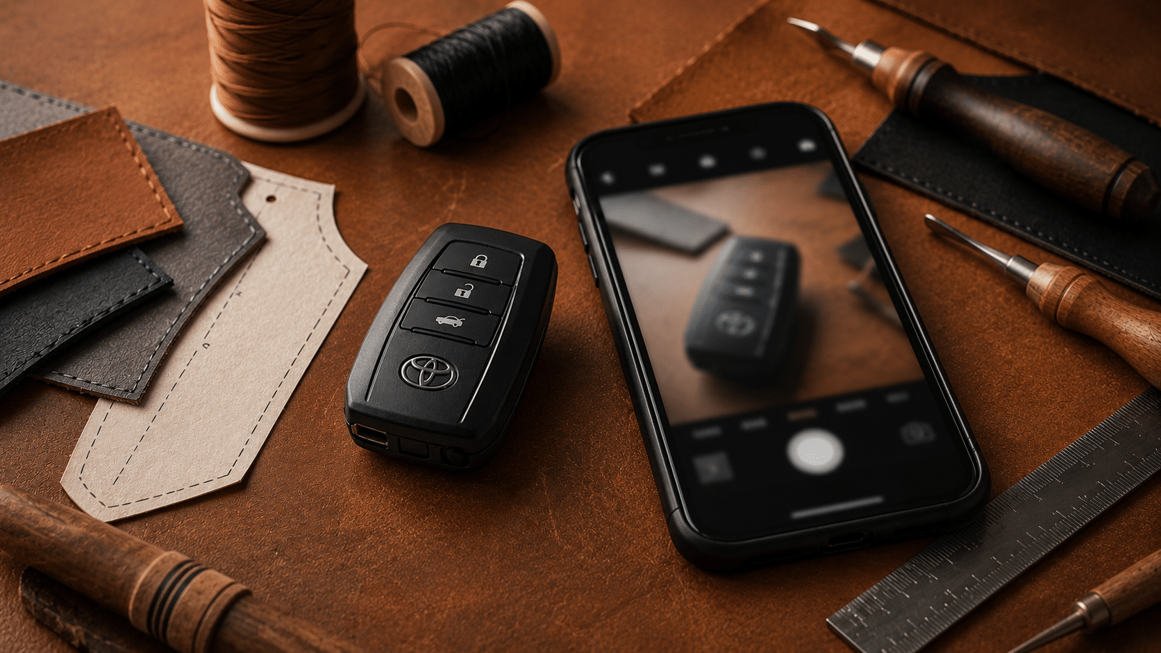 Chụp chìa Toyota đủ góc để gửi xưởng kiểm form