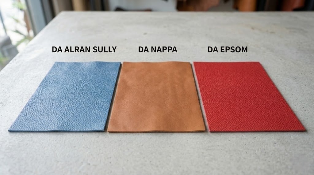 So sánh bề mặt vân da Alran Sully với da Nappa và da Epsom
