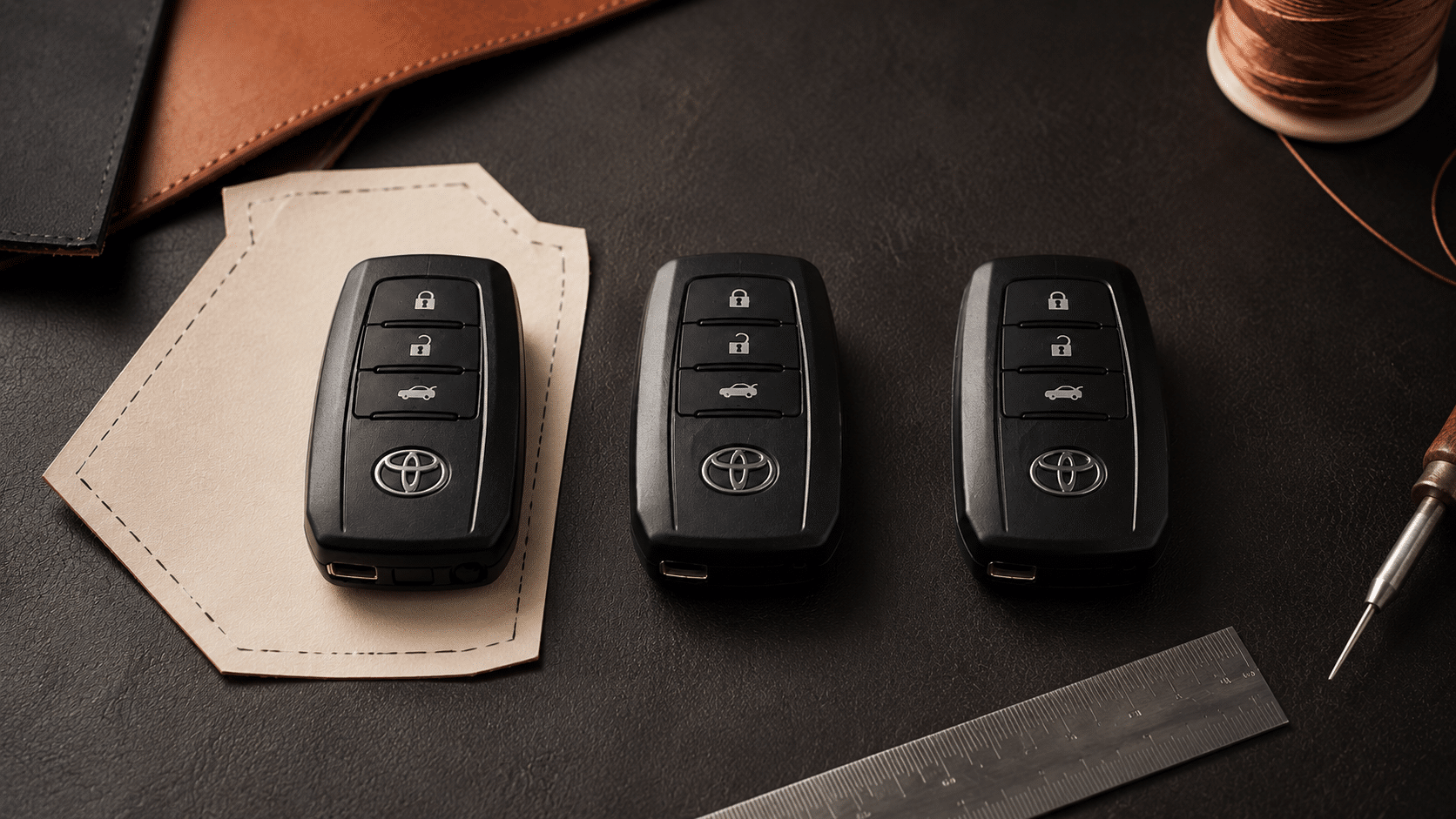 So sánh dáng thân số nút và đáy chìa Toyota trước khi làm bao da