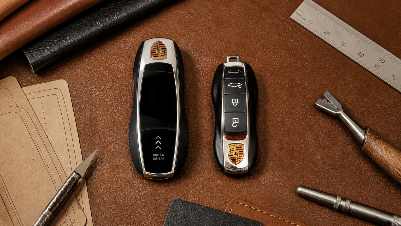 So sánh form chìa Porsche bầu bo cong và form chìa đời mới phẳng hơn